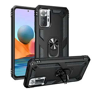 Heavy duty rugged shockproof mobile phone case for XIAOMI Redmi Note 10 Pro Max rotating metal ring stand magnetic car covers