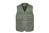 Gilet de pêcheur multi-poches 100% coton pour hommes Gilet pour escalade pêche randonnée journaliste photographie Camping Gilet