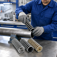 Brosse à ressort en spirale à anneau interne en métal pour le nettoyage, le détartrage et l'élimination de la rouille des tuyaux, cordons et fils en nylon, acier au carbone et cuivre