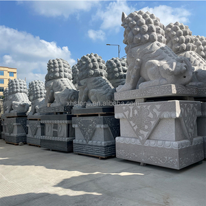Giardino in stile indonesiano ornamento all'aperto Fengshui pietra di marmo naturale grandi <span class=keywords><strong>statue</strong></span> di cane Foo e cane Fu - Product Image 4