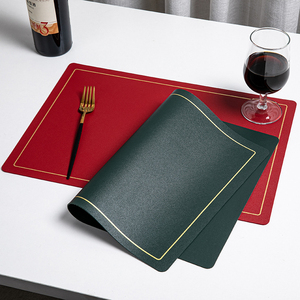 Mantel de Mesa de Cuero Moderno y Personalizable con Borde Dorado, Resistente al Agua, al Aceite y al Calor, Ecológico, con Embalaje Personalizado - Product Image 2