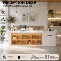 Comptoir de réception haut de gamme avec niche d'affichage intégrée et vitrine de rangement intégrée pour boulangerie-café, prix usine de gros, personnalisable