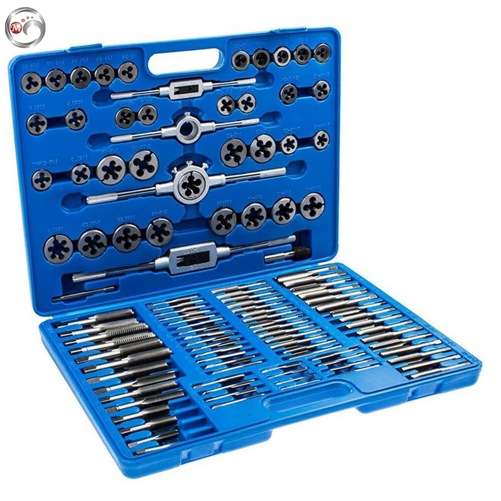 GOLDMOON 110Pcs Alloy Steel Hand Use Tap and Die Set for Steel Screw Thread Tapping and Cutting