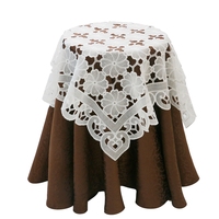 Nappes et dessus-de-table ronds OWENIE Spring White en polyester 100 % avec broderie florale ajourée pour salle à manger