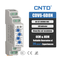 CNTD CDV6-6D8N 2 Set Output Relay Pemantau Tegangan Tiga Fasa Pelindung Urutan Fasa 127-265VAC 8A IP20 Pelindung Epoksi