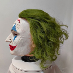 Fornitore del partito maschera da Clown con parrucca morbida in lattice di gomma piena testa maschera Costume da <span class=keywords><strong>Joker</strong></span> per festa in maschera di Halloween - Product Image 2