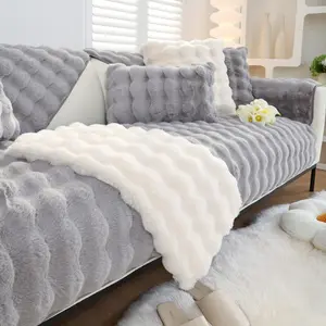 Toptan uzun saç kazık, taklit kürk peluş faux tavşan kürk Slipcover kanepe kapakları kumaş Anti sürgülü genişliği 70cm 75cm 90cm/