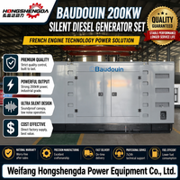 Générateur diesel silencieux Baudouin 200 kW 250 kVA avec capot moteur, démarrage électrique 24 V CC, triphasé 1500 tr/min 50 Hz, CE ISO, directement de l'usine OEM