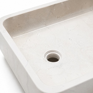 อ่างล้างมือแบบติดผนังหินธรรมชาติหรูหราจาก Poulars Wholesale รุ่น Anna Beige Marble Stone Basin - Product Image 5