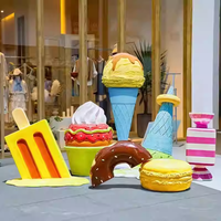 Grandes décorations de Noël en forme de bonbons, statues murales en fibre de verre en forme de crème glacée, décorations de bonbons