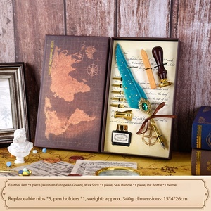 Bolígrafo de plumas de alta calidad al por mayor, estilo europeo vintage con gemas, caja de regalo, para práctica de caligrafía, regalo, sello de cera. - Product Image 4