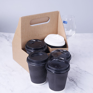 Disposable Corrugated Paper Cup <strong>Holder</strong> for Coffee Tea Cola <strong>Drinking</strong> Carrier - Product Image 6