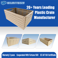 Caisse en plastique pliable pour présentation en supermarché, aspect bois, ventilée, pour produits frais, empilable, panier de présentation pour étagère de vente au détail