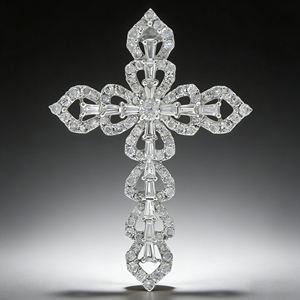 CUSTOM SILVER 10K/14K/18K GOLD PLATED LAB GROWN CVD DIAMOND CLASSIC ENGAGEMENT GIFT SWEATER <b>CHAIN</b> NECKLACE <b>CROSS</b> PENDANT - Product Image 2