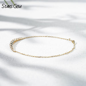 Pulsera StarsGem de Oro Sólido de 10K con Diamante Cultivado en Laboratorio, Chapada en Rodio Vintage, 1.3ct D VS, Corte Brillante, Diseño de Sonrisa, Ajustable - Product Image 5