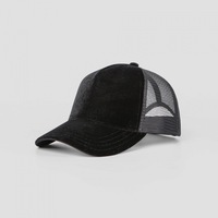 Topi Trucker Jaring Beludru 5 Panel Bernapas dengan Kancing Belakang, Pinggiran Melengkung, Unisex, Olahraga Luar Ruangan, Vintage Kasual, Cocok untuk Empat Musim, 3D