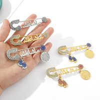 Personnalité strass Mashallah lettres pied breloque broche rétro turc bleu oeil bébé broche broche (KBL096)