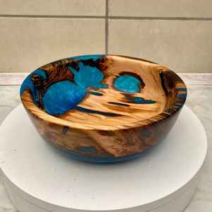 <b>Large</b> Size Wooden and Resin <b>Bowl</b> Handmade Decorative Serving <b>Bowl</b> for Kitchen Dining or Centerpiece Table Decor - Product Image 1