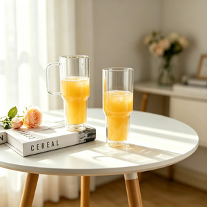 Gobelet de voiture <span class=keywords><strong>super</strong></span> grande capacité, double paroi, en verre borosilicate, avec tube d'aspiration, transparent, pour café et eau, design moderne et minimaliste - Product Image 5
