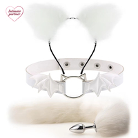 Serre-tête mignon et sexy avec queue de renard, plug anal métallique, collier, pince à tétons, BDSM Cosplay pour couple femme