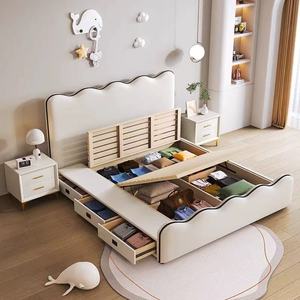 <span class=keywords><strong>Letto</strong></span> in Pelle Bianco Crema con Sollevamento Idraulico e Cassetti <span class=keywords><strong>Laterali</strong></span> <span class=keywords><strong>per</strong></span> Camera da <span class=keywords><strong>Letto</strong></span> Familiare - Product Image 1