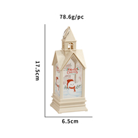 Lanterne LED portable en forme de maison 3D style église de Noël, IP33, à piles, lumière de nuit violette, pour table festive