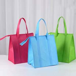 Non Woven Custom Eco <b>Disposable</b> Takeaway Cooler Package Tote Bum Bags Wiht <b>Aluminum</b> <b>Foil</b> Insulated Thermal Soft Handle Lunch Bag - Product Image 1