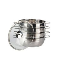 Casserole vapeur de cuisine de luxe classique de haute qualité en acier inoxydable 4 Ti avec couvercle à motif texturé nid d'abeille