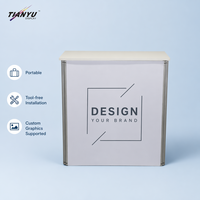 Table de réception pliable TIANYU pour événements en intérieur, support en aluminium avec compartiment de rangement, impression graphique publicitaire personnalisée