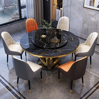 Ensemble de table et de chaises de salle à manger rondes en marbre de luxe moderne, 4, 6, 8 places, cuisine, salon, restaurant, designs de meubles rotatifs dorés