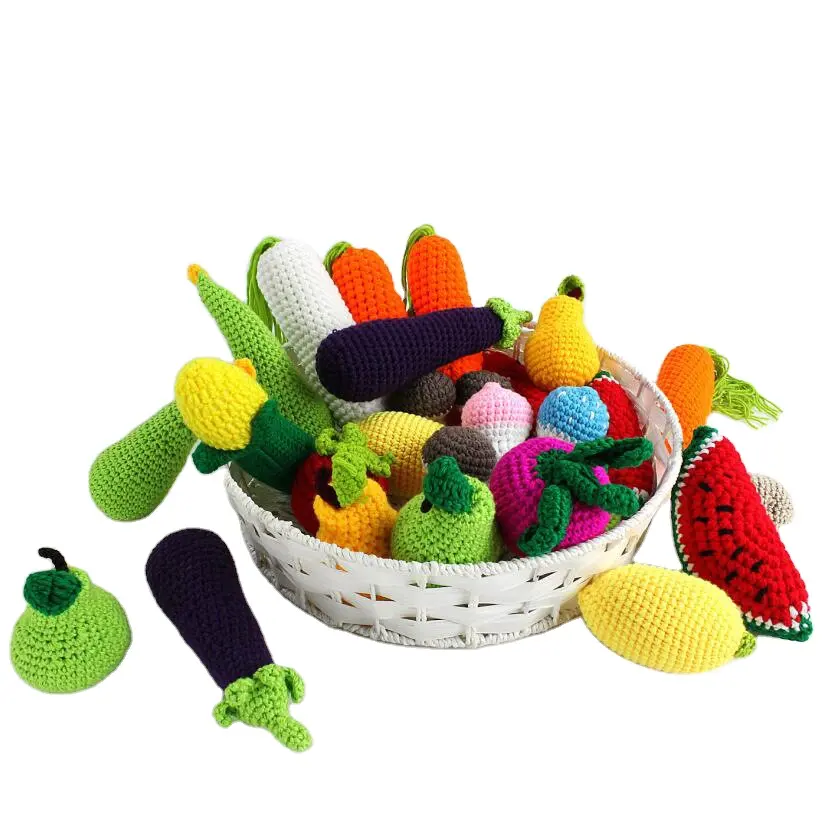 Factory Price Handmade Crochet Soft Fruits and Vegetables for Baby Photo Props Custom Crochet Stuffed Toys