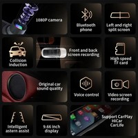 Kamera Dasbor Nirkabel 10" 4K Dual Dashcam Kaca Spion 4K dengan Fungsi CarPlay Android Auto Perekam Video dengan WIFI Touch