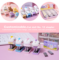 Agrafeuse de bureau portable à logo personnalisé motif dessin animé, idéale pour les fournitures de reliure quotidiennes, produit transfrontalier très demandé