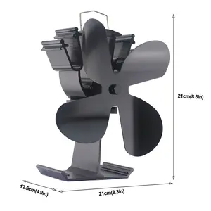 Ventilador de fogão de madeira eco amigável, 4 lâminas de energia de calor