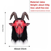 Masque en latex de démon de chèvre d'horreur avec fausse fourrure couvre-chef d'animaux effrayants pour Halloween Cosplay Prank Party