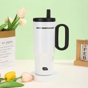 24oz 720ml Macaron Handle Travel Car Tumbler Vacuum <b>Mug</b> Lid Straw Non-Slip Base OEM ODM <b>Rainbow</b> Series - Product Image 1
