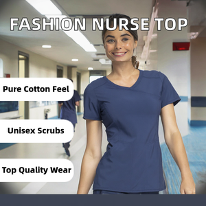 Uniforme Médico Unisex de Alta Calidad, 100% Algodón, Diseño Cruzado, Elástico en 4 Direcciones, Estampado, para Hospital y Enfermería - Product Image 2