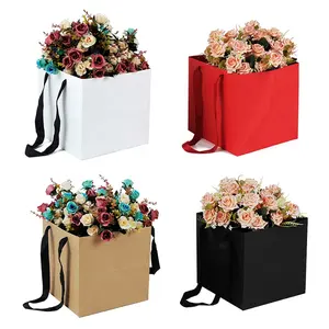 맞춤형 로고 광장 하단 종이 가방 꽃 선물 포장/크리스마스/결혼식/보석