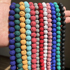 Perles de pierre de lave volcanique en caoutchouc naturel 4MM-10MM en rouge bleu jaune blanc pour la fabrication de bijoux bracelet à bricoler soi-même vente en gros - Product Image 1