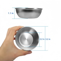 Bol à assaisonnement en acier inoxydable poli, compatible micro-ondes, pour cuisine domestique, récipient à sauce soja, plat à trempette