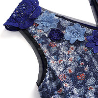 Vêtements habillés de luxe à paillettes de qualité supérieure de créateur personnalisé OEM/ODM Col en V avec bordure en dentelle et paillettes imprimées pour femmes