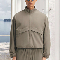 Veste Safari Décontractée Homme OEM Hiver en Toile de Haute Qualité Col Montant Respirante Couleur Unie Épaules Tombantes Style Coach Teinte Unie Fermeture Éclair