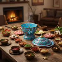 Réchaud chinois en cuivre cloisonné à 2 poignées, pour cuisson à l'huile et à l'alcool, écologique, pour une personne, petit modèle, en cuivre pur, pour cuisson au feu