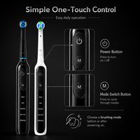 Brosse à dents électrique rotative R100, 5 modes, charge de type C, étanche IPX7, étui de voyage, 4 têtes pour adultes, soins bucco-dentaires