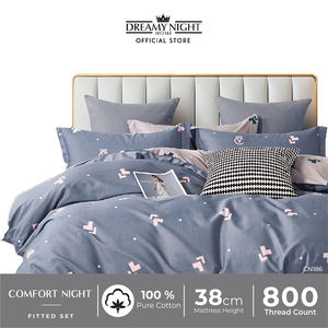 Ensemble de draps de lit ajustés modernes Comfort Night 3 pièces, taille super simple, 100% coton, écologique, 800 fils, tissu doux et durable - Product Image 3