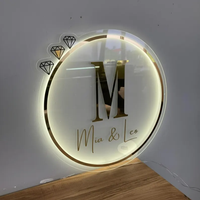 Nouvelle enseigne de magasin en acrylique et acier inoxydable, lettrage transparent rétroéclairé par LED, décoration de la maison, panneau publicitaire
