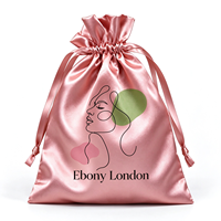 Sac en soie personnalisé avec logo, sac en satin à cordon, sac anti-poussière réutilisable pour perruques, extensions de cheveux et emballage de bijoux