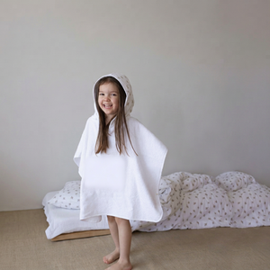 <b>White</b> star pattern <b>towel</b> Cotton soft absorbent poncho Kids hooded bath <b>towel</b> Child bath poncho <b>white</b> - Product Image 1