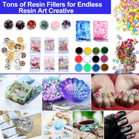 TIMESRUI Ultieme Plastic Creatieve Set - 111-delige 3-laags opbergdoos met glitter, edelstenen, gedroogde bloemen, fruitschijfjes en pincet voor beginners