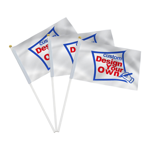 Drapeaux miniatures portables personnalisés à agiter – Imprimez votre propre logo, texte ou design – Drapeau miniature à main sur bâtonnet - Product Image 1